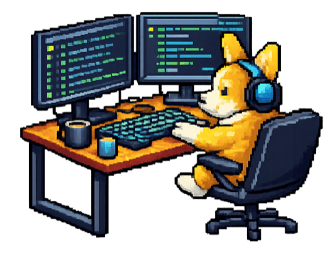 Corgi coding illustration